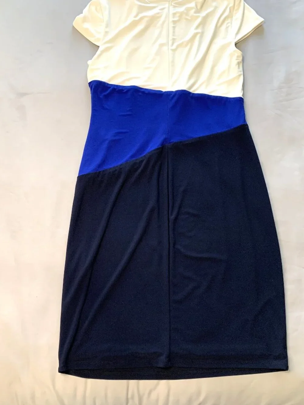 Lauren Ralph Lauren Dress Women White Blue Black Size 14 Short Sleeves